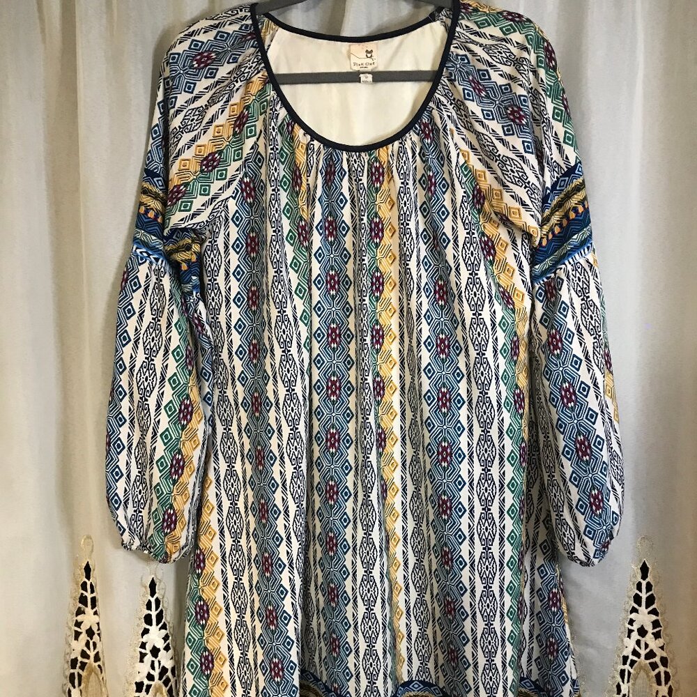 💥 PINK OUT  Bohemian/ Peasant   Round Neck  Dress Sz M